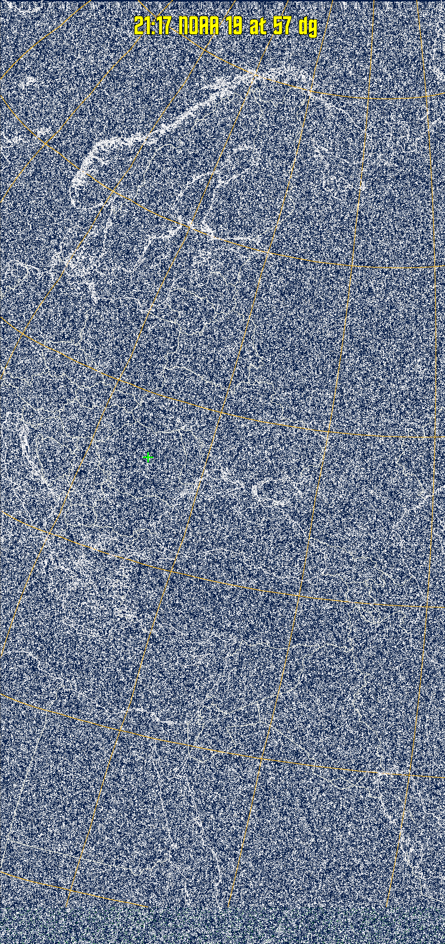 MSA:
Multispectral analysis. Uses a NOAA channel 2-4 image and determines which
regions are most likely to be cloud, land, or sea based on an analysis of the two
images. Produces a vivid false-coloured image as a result.
Note that perfect colouring is difficult to obtain, especially
with low illumination angles.