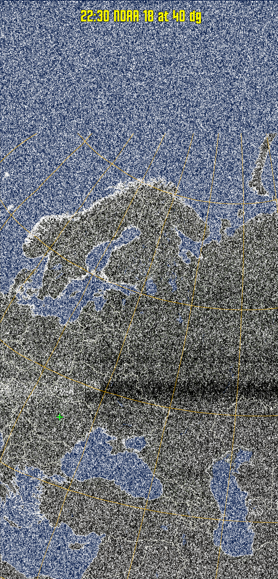 MCIR-precip: 
Colours the NOAA sensor 4 IR image using a map to colour the sea blue and land
green. High clouds appear white, lower clouds gray or land/sea coloured, clouds
generally appear lighter, but distinguishing between land/sea and low cloud may
be difficult. Darker colours indicate warmer regions.