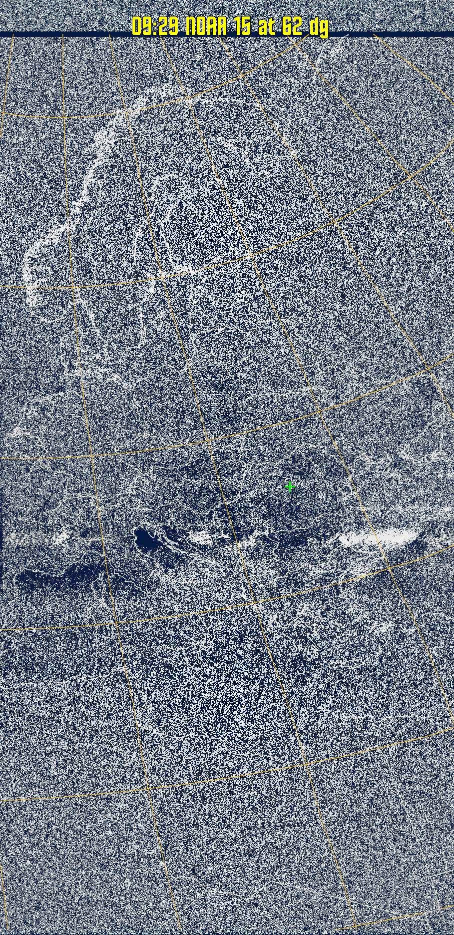 MSA:
Multispectral analysis. Uses a NOAA channel 2-4 image and determines which
regions are most likely to be cloud, land, or sea based on an analysis of the two
images. Produces a vivid false-coloured image as a result.
Note that perfect colouring is difficult to obtain, especially
with low illumination angles.